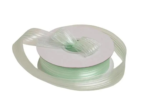 25 Yard 7/8" DIY Mint Green Organza Ribbon With Satin Stripes For Craft Dress Wedding