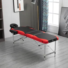 84 Inch Deluxe Portable Folding Adjustable Massage Table Bed with Face Cradle in Red and Black Faux Leather