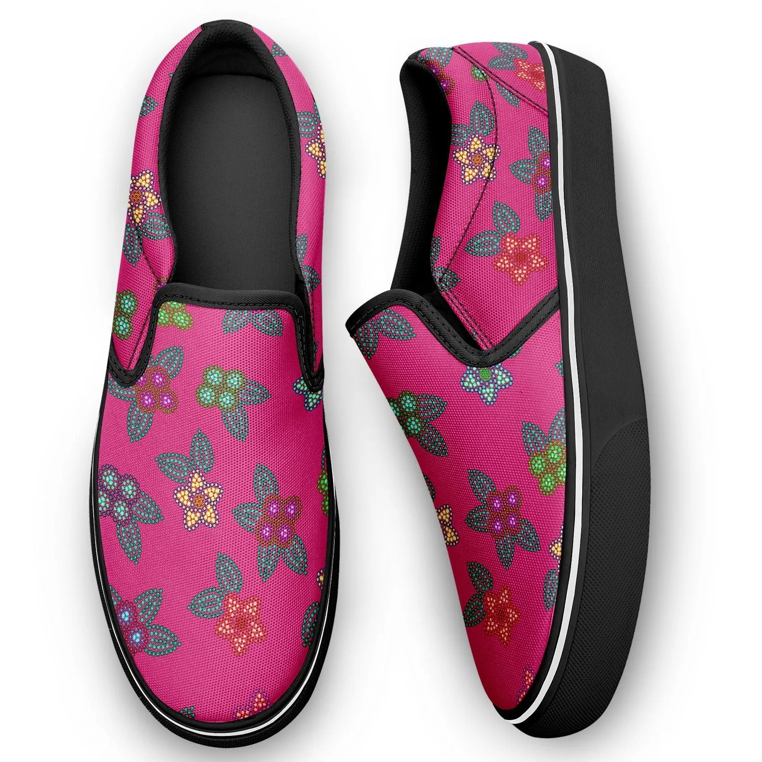 Berry Flowers Otoyimm Kid's Canvas Slip On Shoes