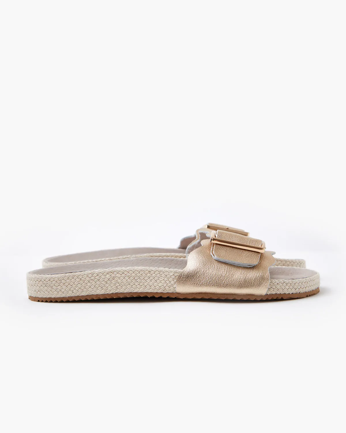 Bex Leather Slide - Platinum