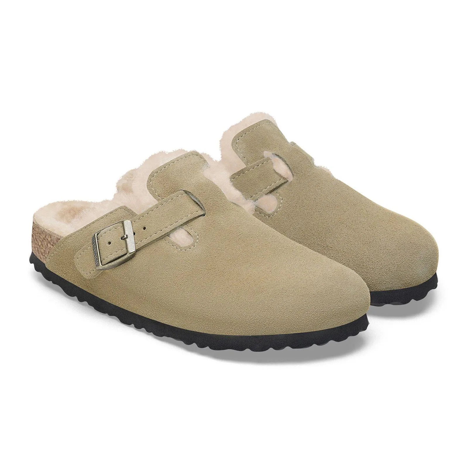 Birkenstock Boston Narrow Clog (Women) - Taupe Suede/Sandcastle Shearling