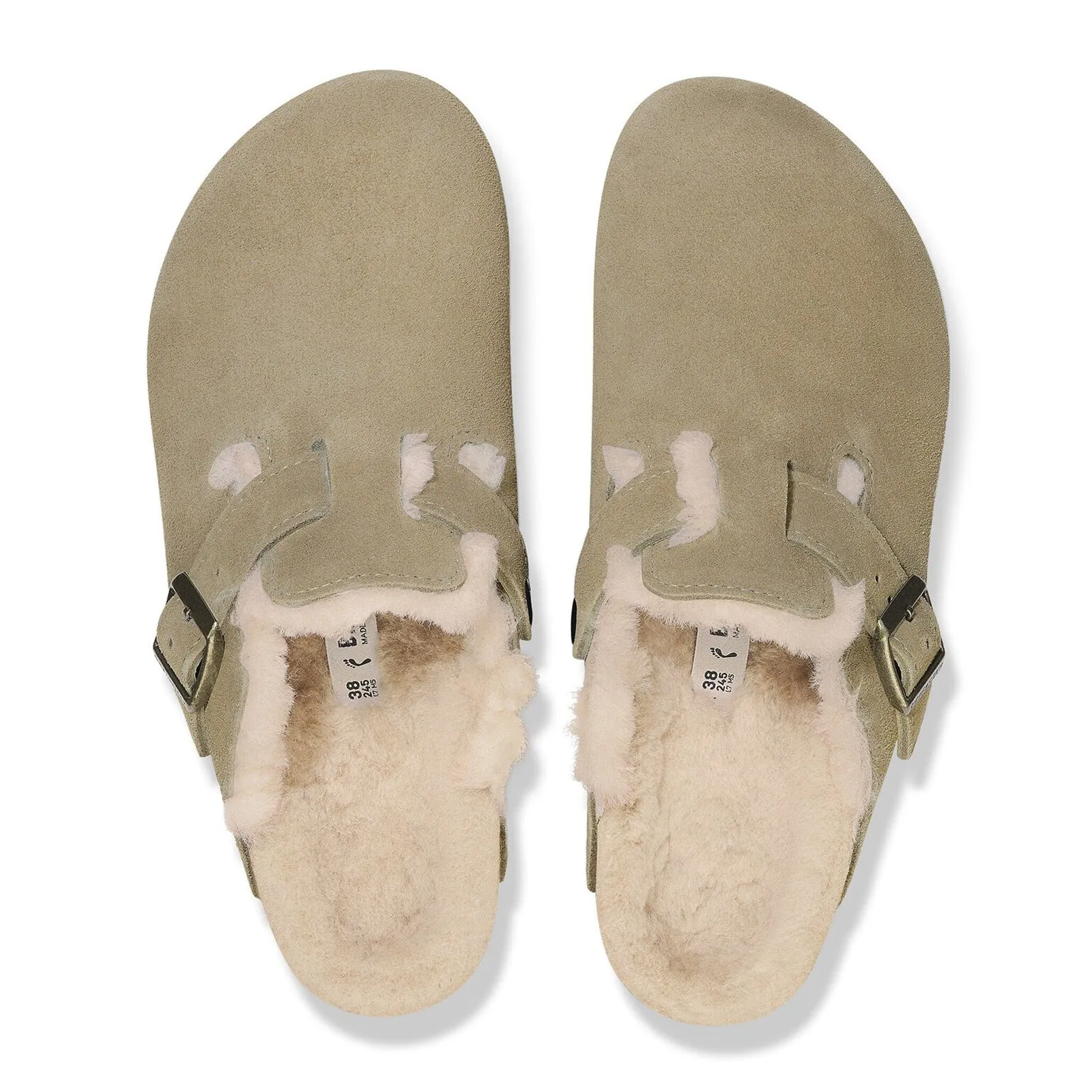 Birkenstock Boston Narrow Clog (Women) - Taupe Suede/Sandcastle Shearling