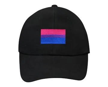 Bisexual Embroidered Rectangle Flag Hats in Black