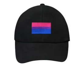 Bisexual Embroidered Rectangle Flag Hats in Black