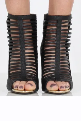 Black Caged Heels - Janet