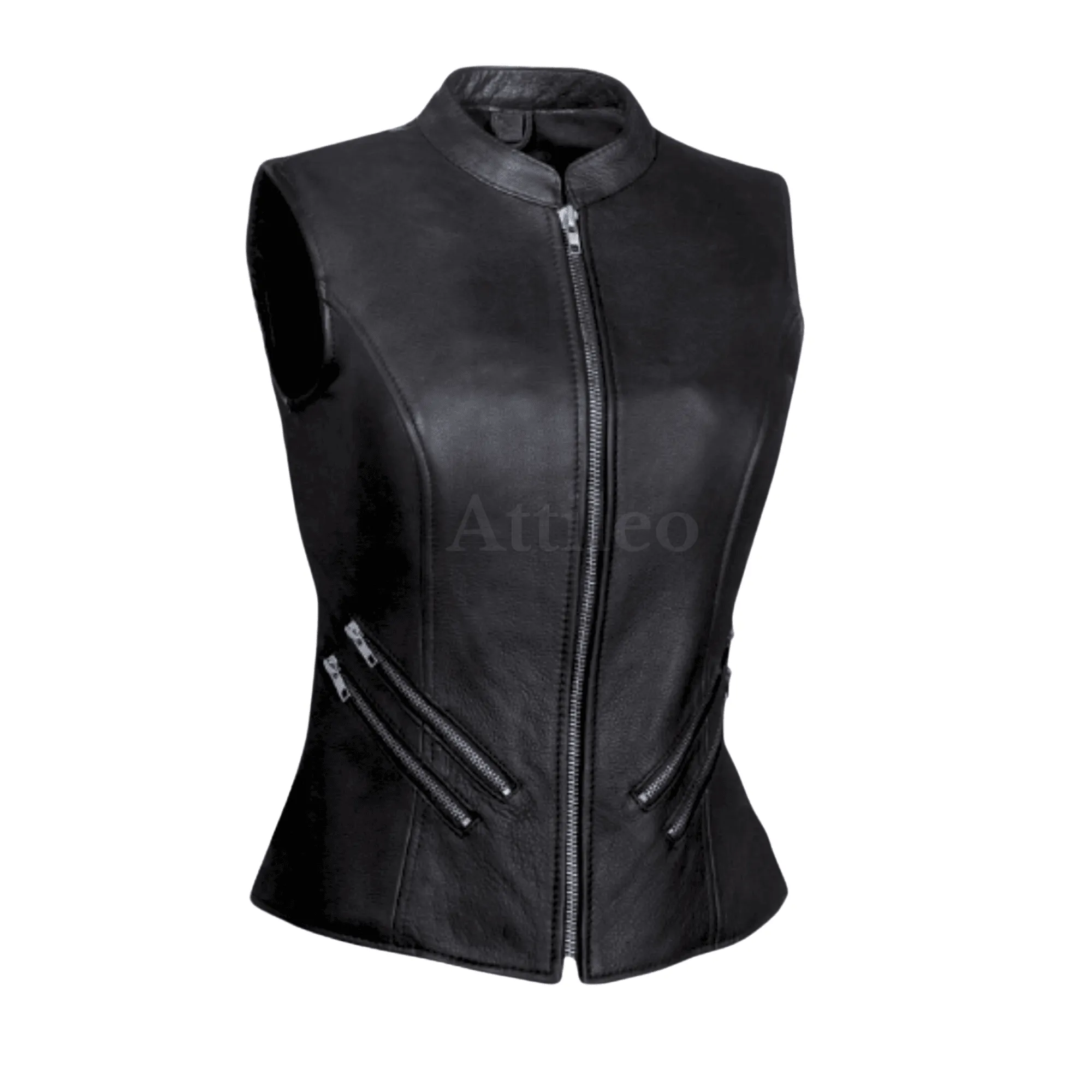 Black Womens Leather Motorcycle Vest