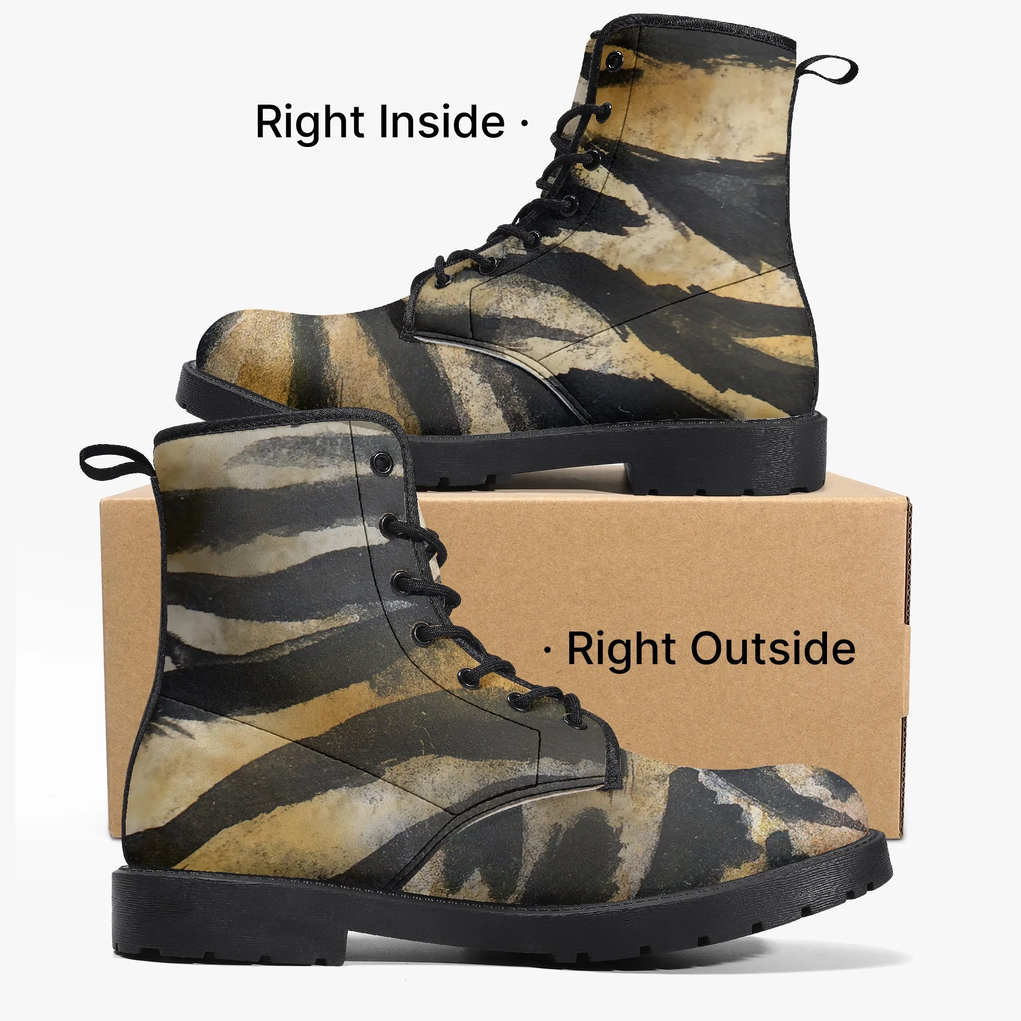 Brown Tiger Striped Unisex Boots, Orange Tiger Animal Print Designer Best Winter Hiking Boots For Men or Women (US Size 5.5-12)