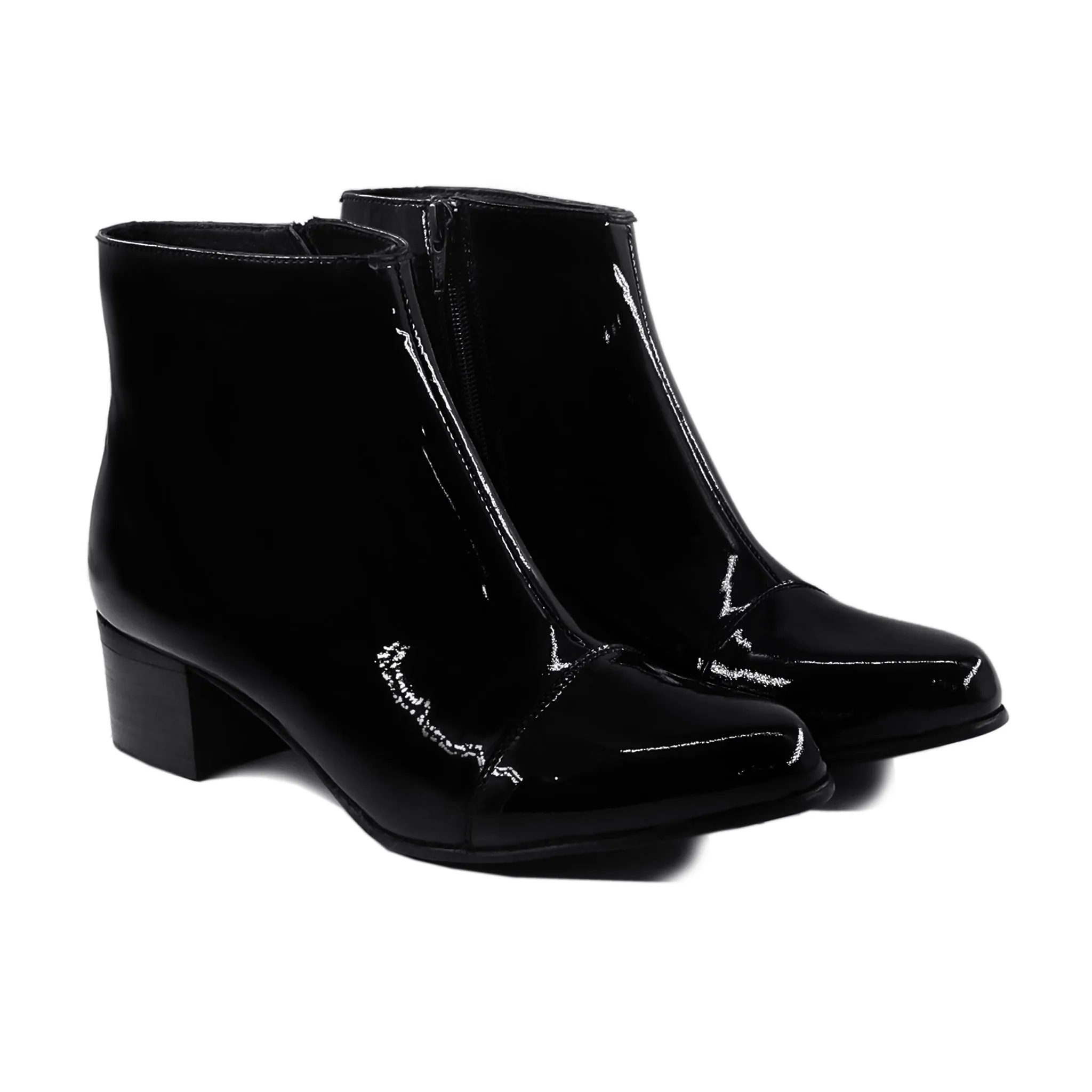 Claud - Ladies Black Patent Leather Ankle Boot