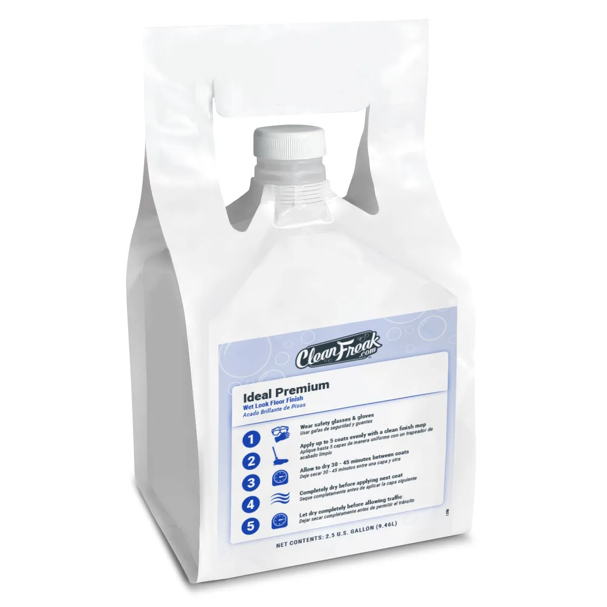 CleanFreak® 'Ideal Premium' Wet Look Floor Finish (2.5 Gallon FlexMax™ Pouches) - Case of 2