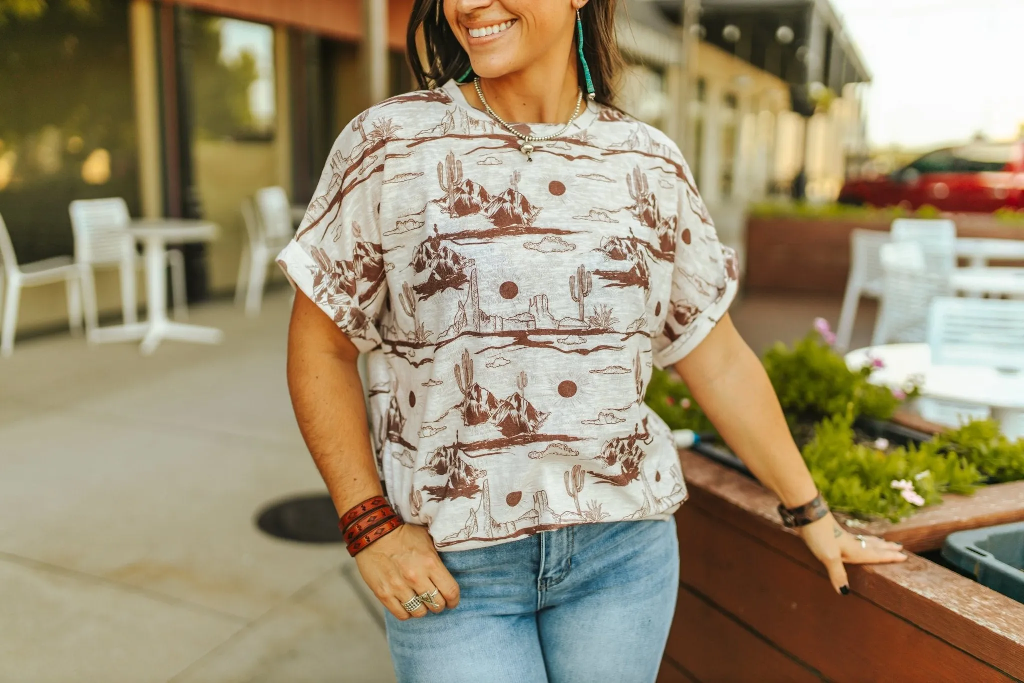 Desert Sand Short Sleeve Knit Top