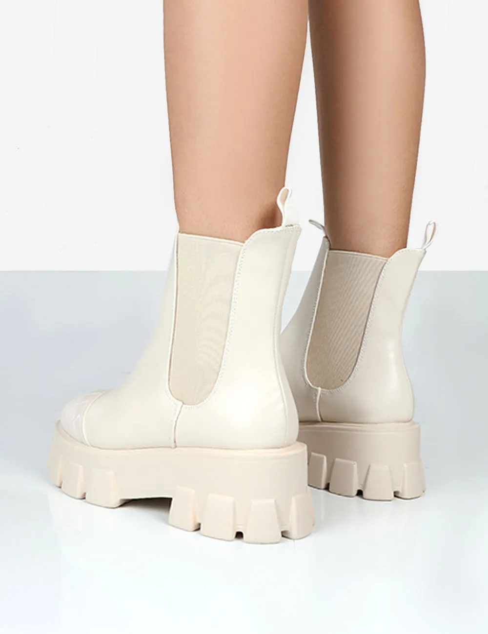 Elodie Putty Chunky Sole Chelsea Ankle Boots