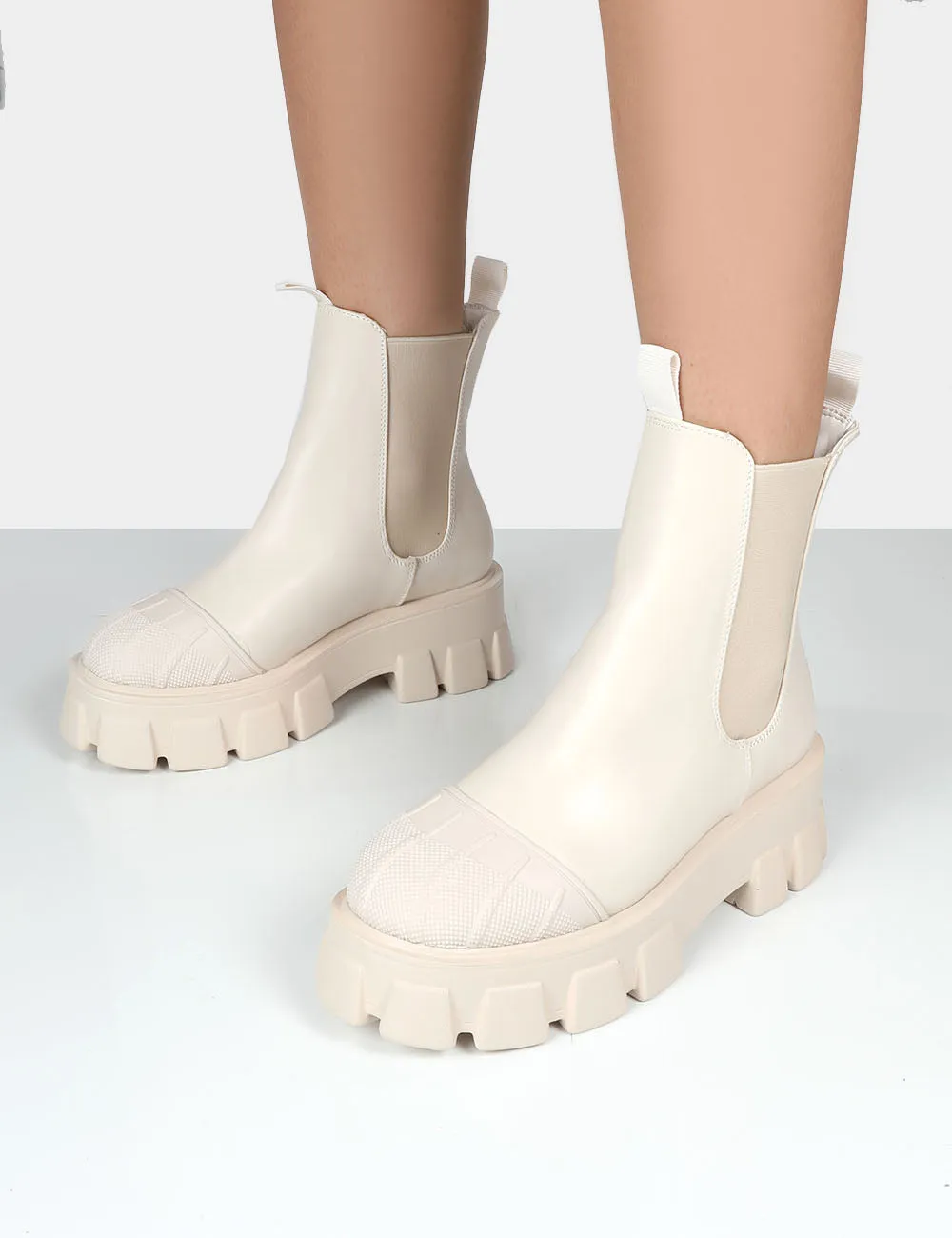 Elodie Putty Chunky Sole Chelsea Ankle Boots