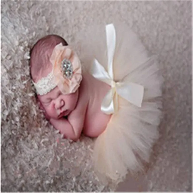 Free Shipping Newborn Photography Props Infant Costume Outfit Princess Skirt Handmade Crochet Beaded Cap Headband Baby Girl Dres