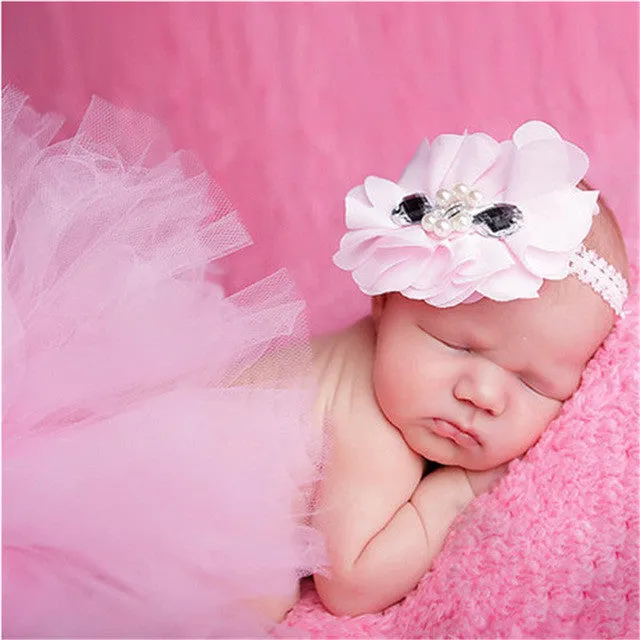 Free Shipping Newborn Photography Props Infant Costume Outfit Princess Skirt Handmade Crochet Beaded Cap Headband Baby Girl Dres