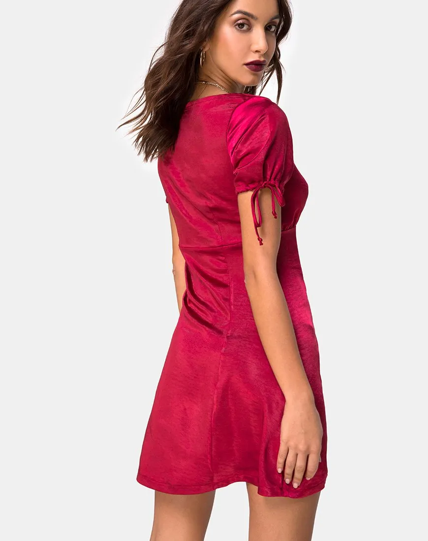 Guenette Dress in Satin Cherry