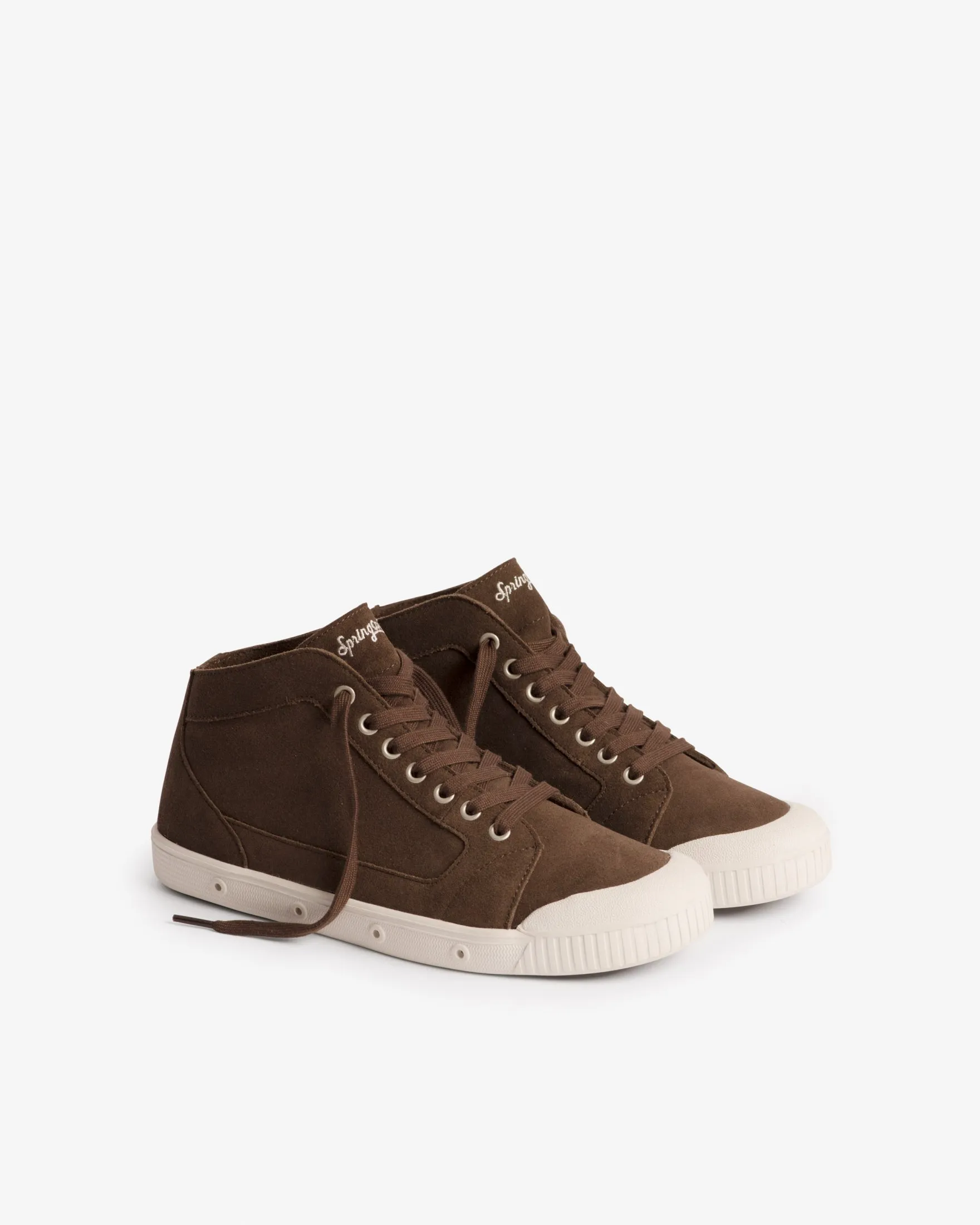 High Top Silky Suede Trainers in Chocolate