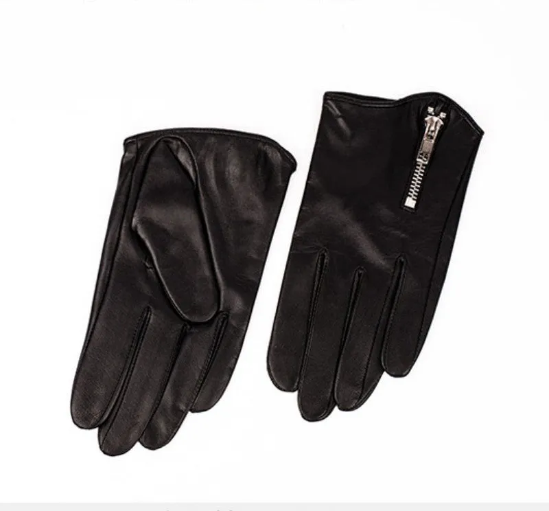 HighShine Men's Fashion Leather Gloves Tight with Zip