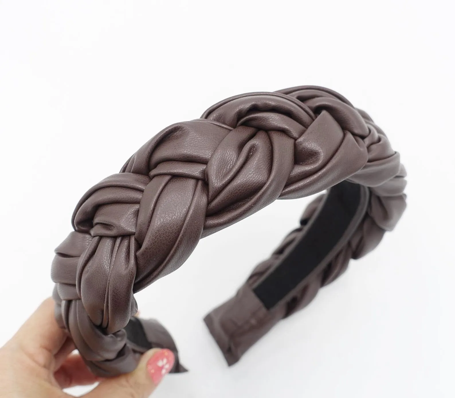 leather braided headband chunky plaited stylish hairband