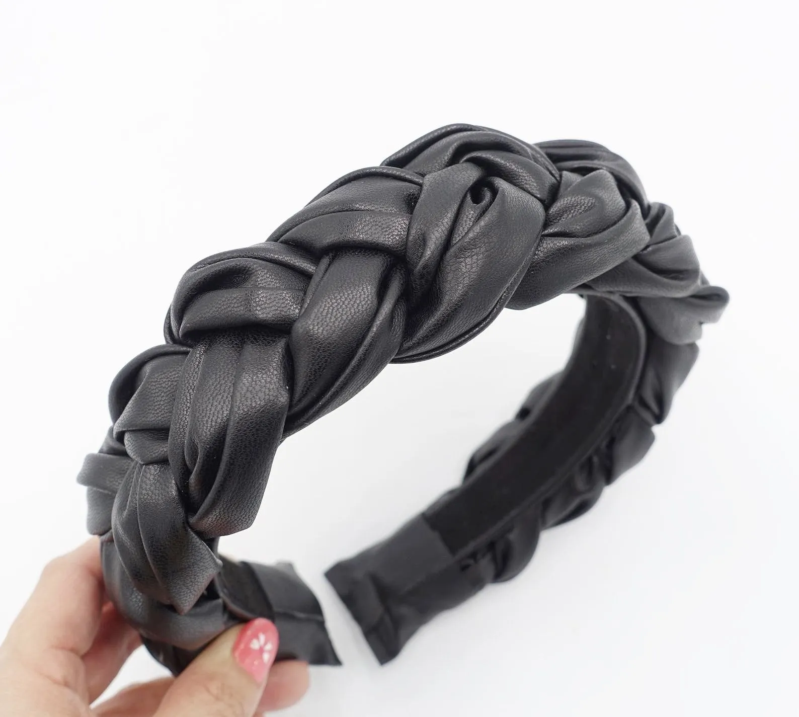 leather braided headband chunky plaited stylish hairband