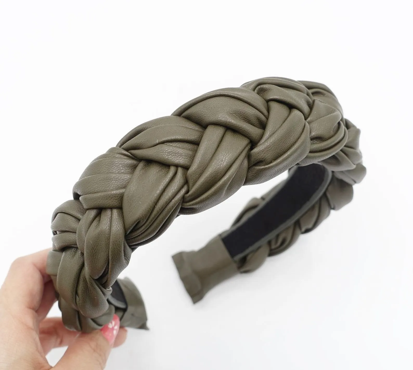 leather braided headband chunky plaited stylish hairband