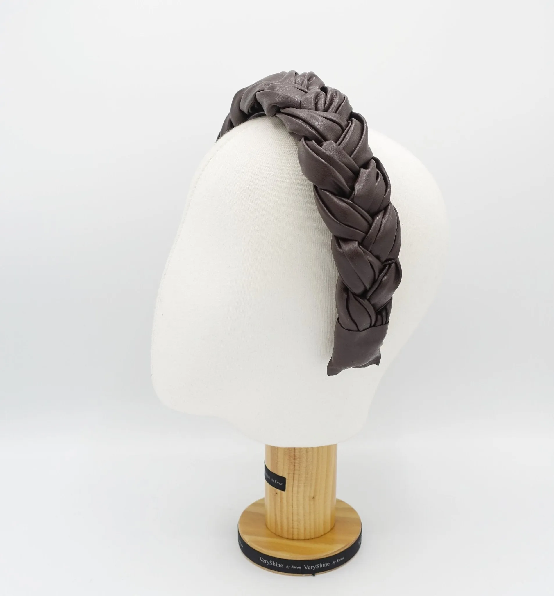 leather braided headband chunky plaited stylish hairband