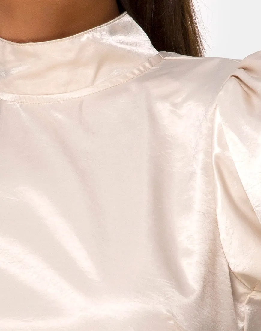 Lona Longsleeve Top in Satin Cream