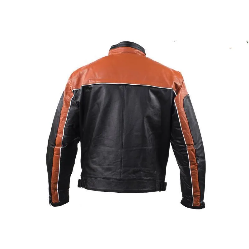 Men's Black & Orange Racer Jacket With Reflective Piping, MJ780-ORG-09-DL