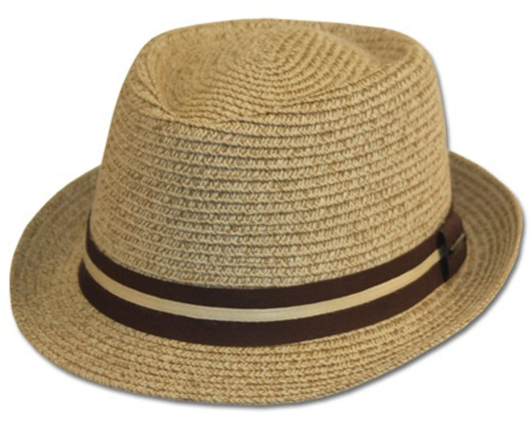 Mens Structured 100% Paper Straw Black Band Fedora Hat