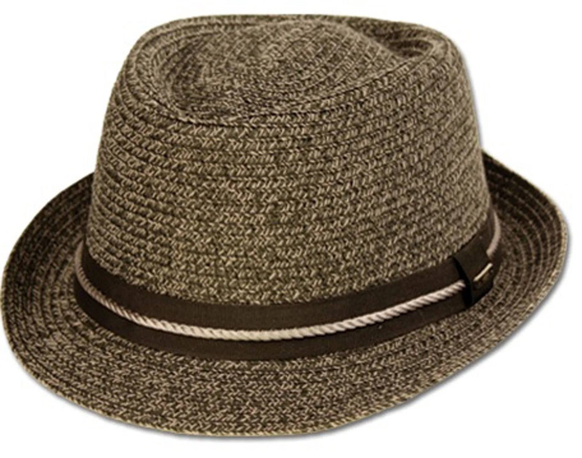 Mens Structured 100% Paper Straw Black Band Fedora Hat