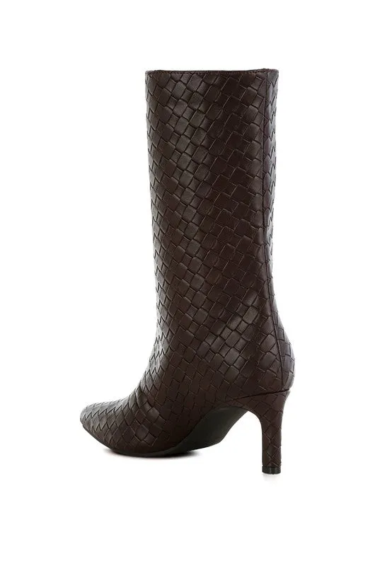 Mentha Woven Faux Leather Boots