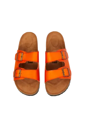 MMShoes Feeling Alive Double Banded Slide Sandals in Orange