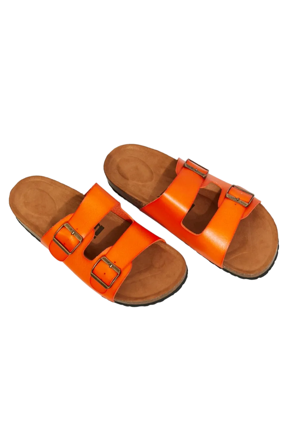 MMShoes Feeling Alive Double Banded Slide Sandals in Orange