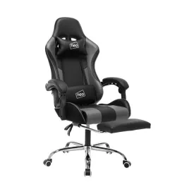 Neo Grey/Black Leather Gaming Chair with Massage Function