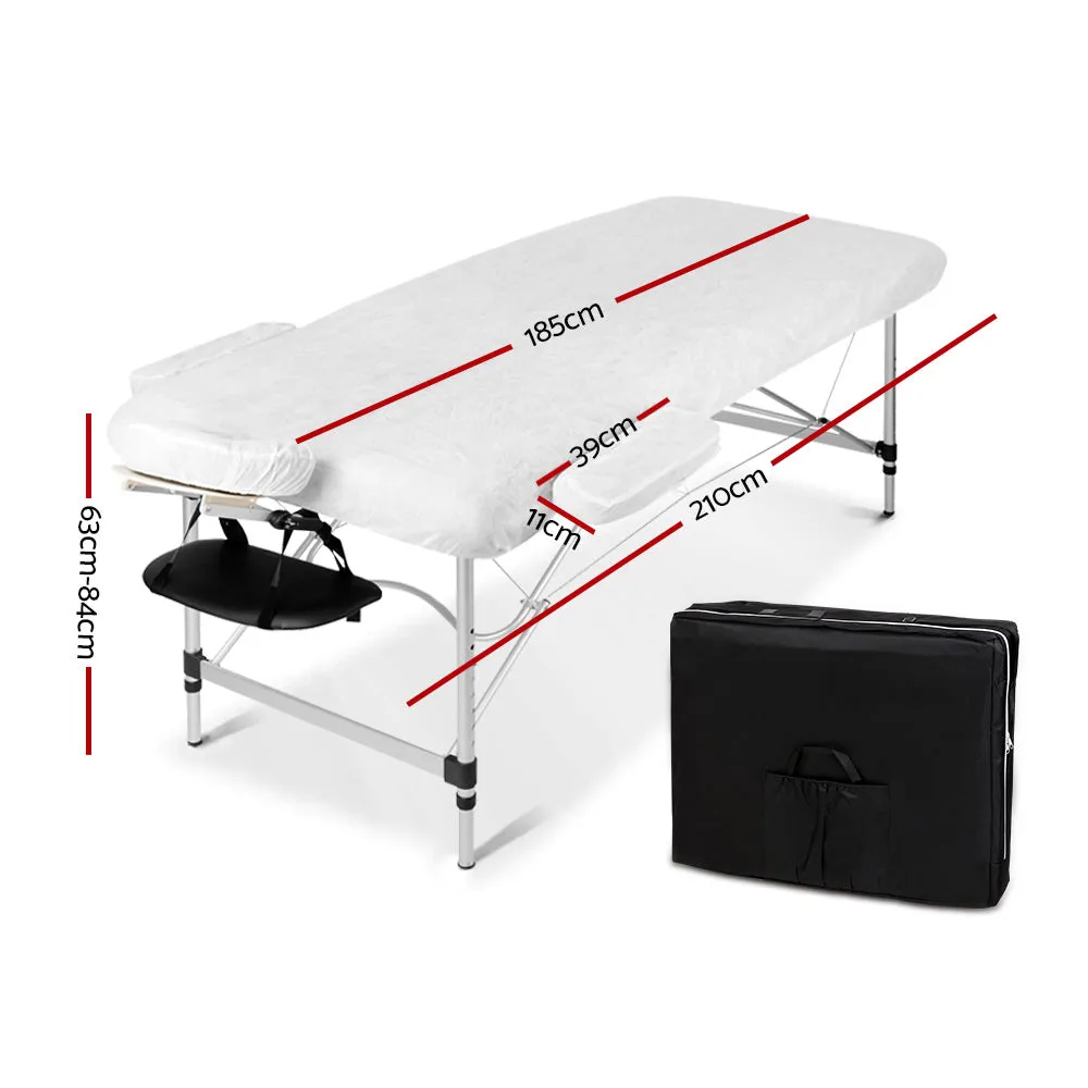 Portable 2 Fold Massage Table Aluminium 70cm Black Zenses