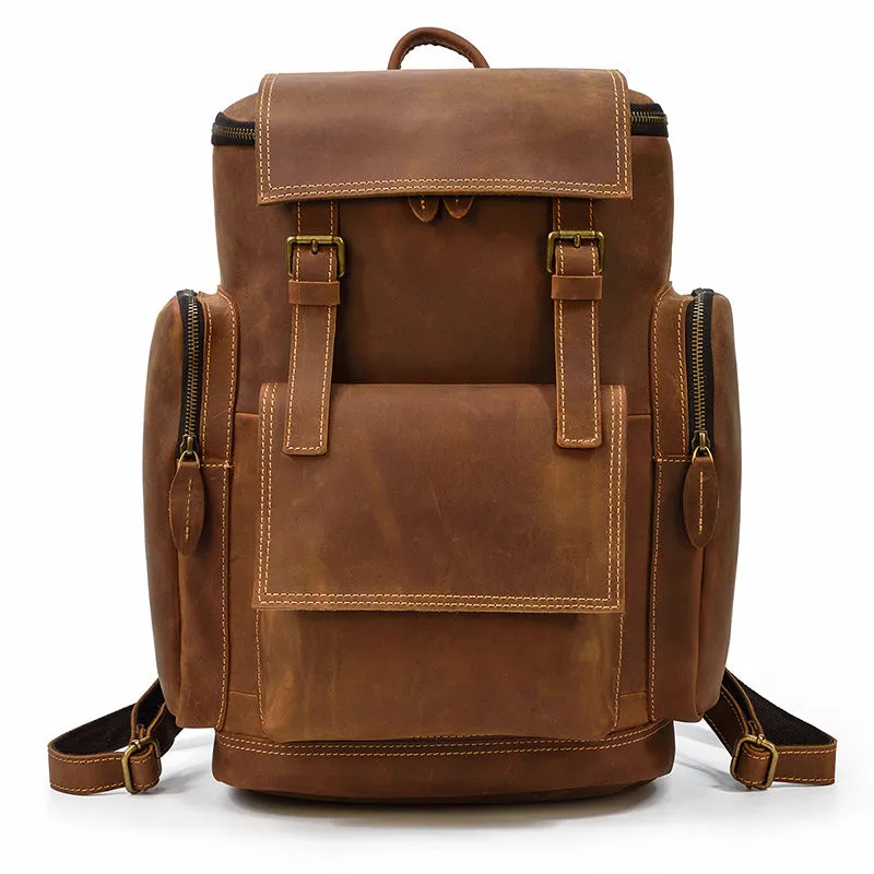 Premium Crazy Horse Genuine Leather Stylish Backpack