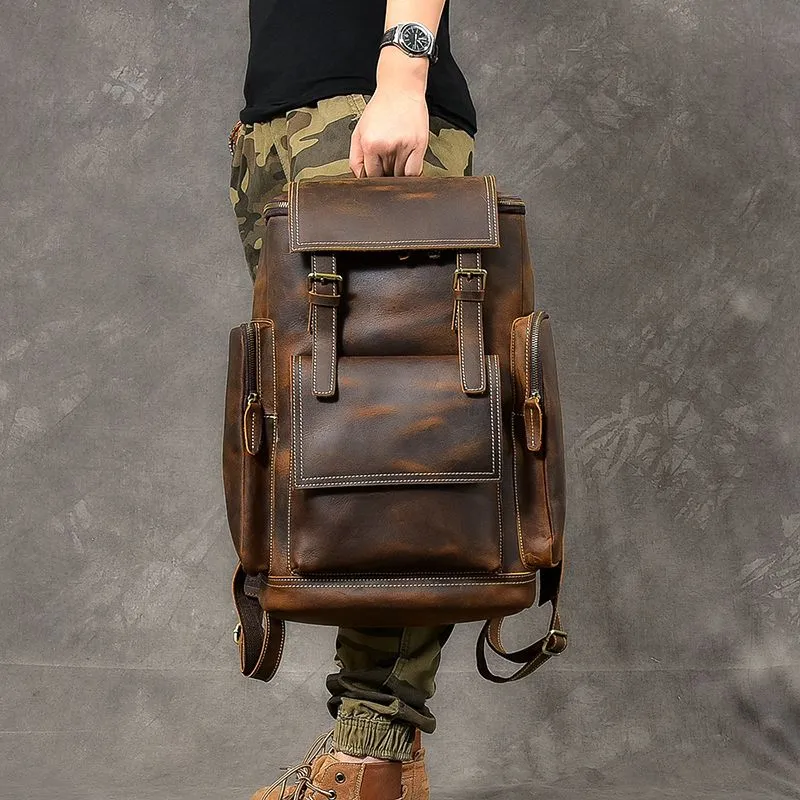 Premium Crazy Horse Genuine Leather Stylish Backpack