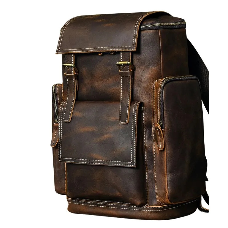 Premium Crazy Horse Genuine Leather Stylish Backpack