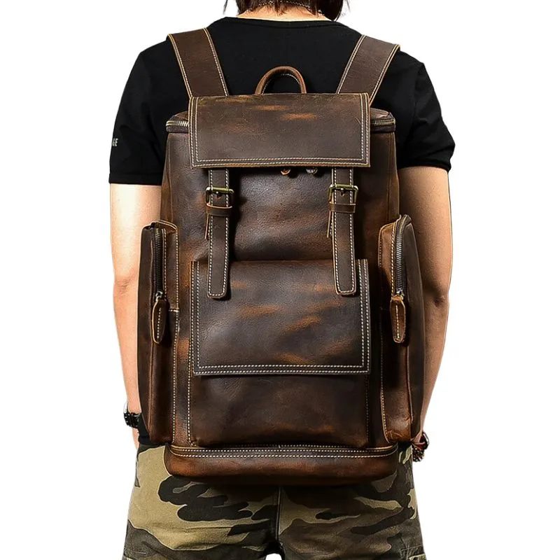 Premium Crazy Horse Genuine Leather Stylish Backpack