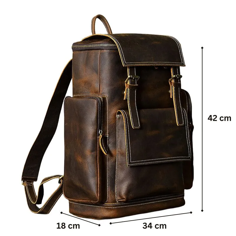 Premium Crazy Horse Genuine Leather Stylish Backpack