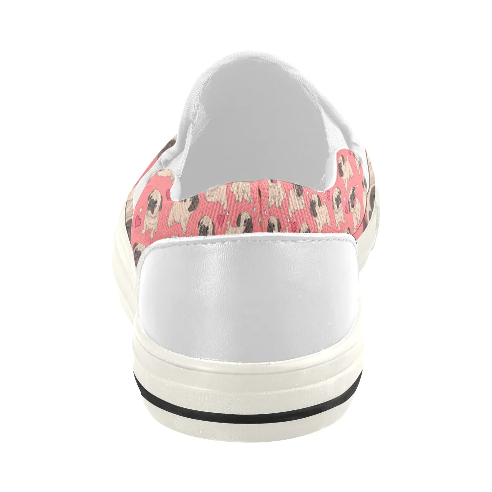 Pug heart Women's Slip-on Canvas Shoes