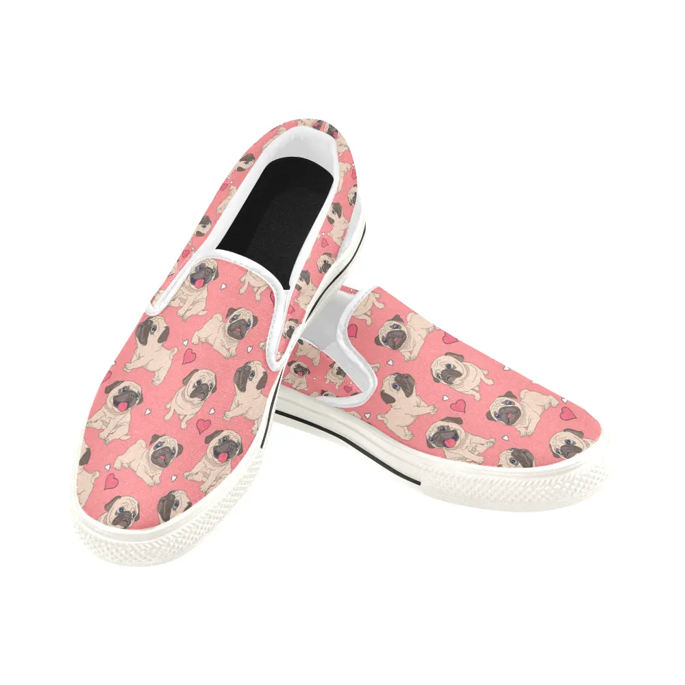 Pug heart Women's Slip-on Canvas Shoes