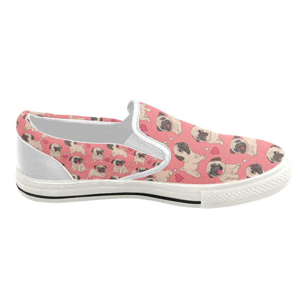 Pug heart Women's Slip-on Canvas Shoes