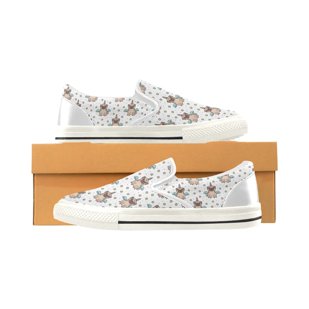 Pug Unicorn Women's Slip-on Canvas Shoes