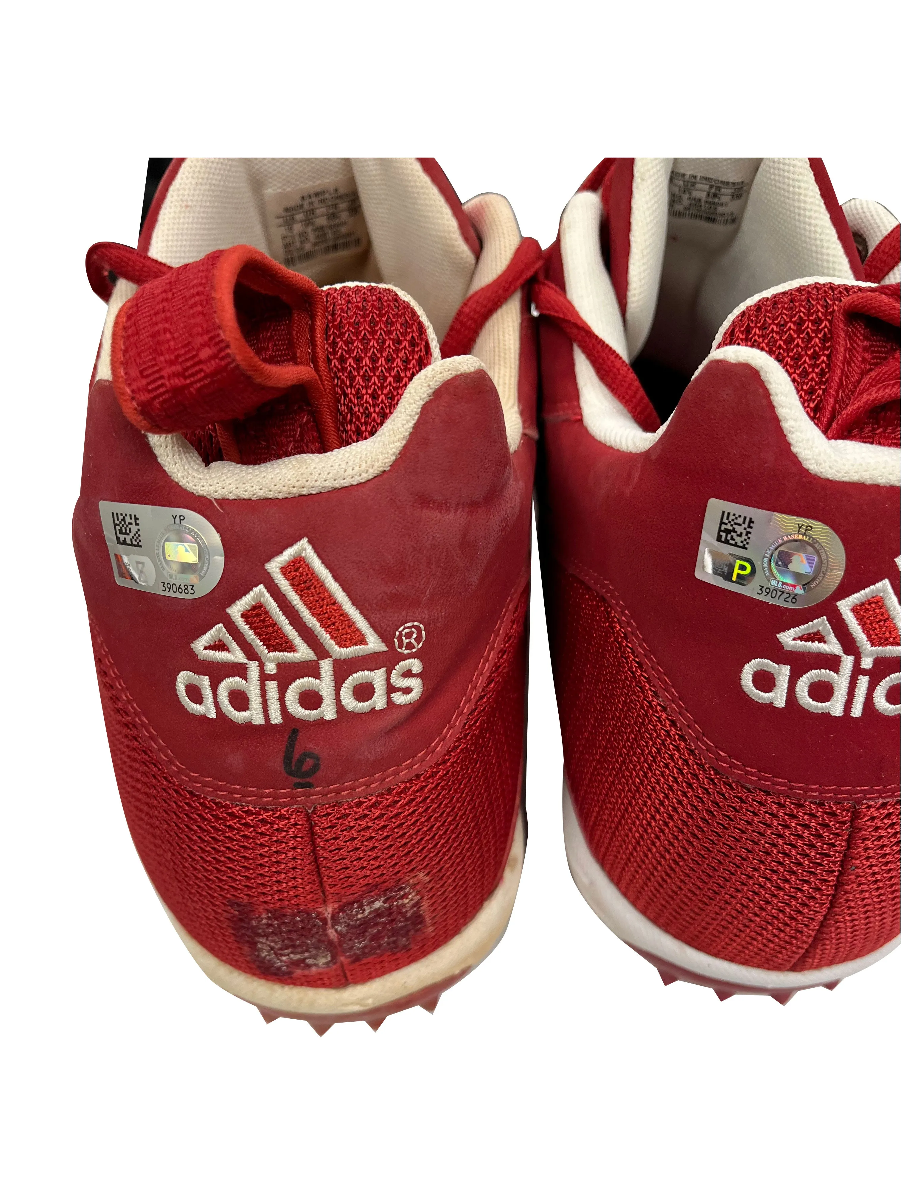 Ryan Howard Autographed Used Adidas Red/Wht Cleats - Player's Closet Project