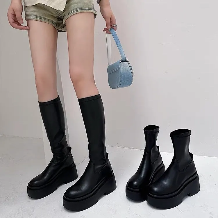 Skinny Boots Women's Boots  New Autumn and Winter Versatile below the Knee Platform Thin Boots Small Knight Boots