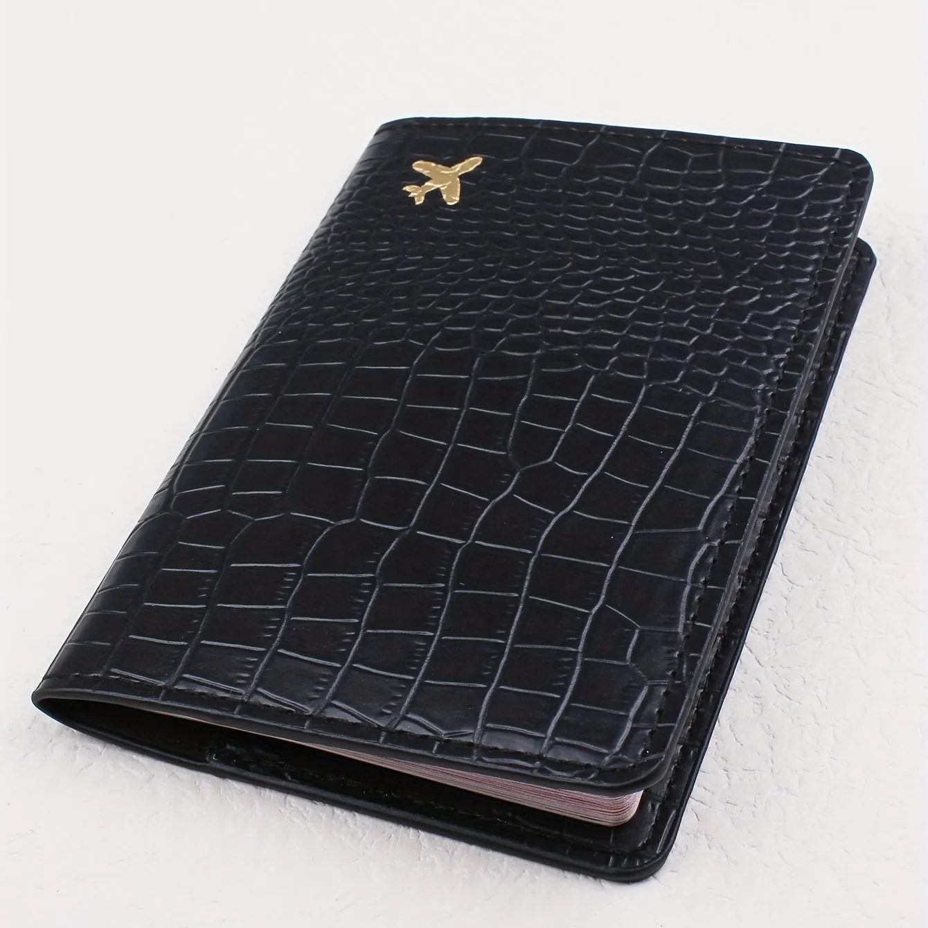 Stylish Crocodile Print PU Leather Travel Passport Holder