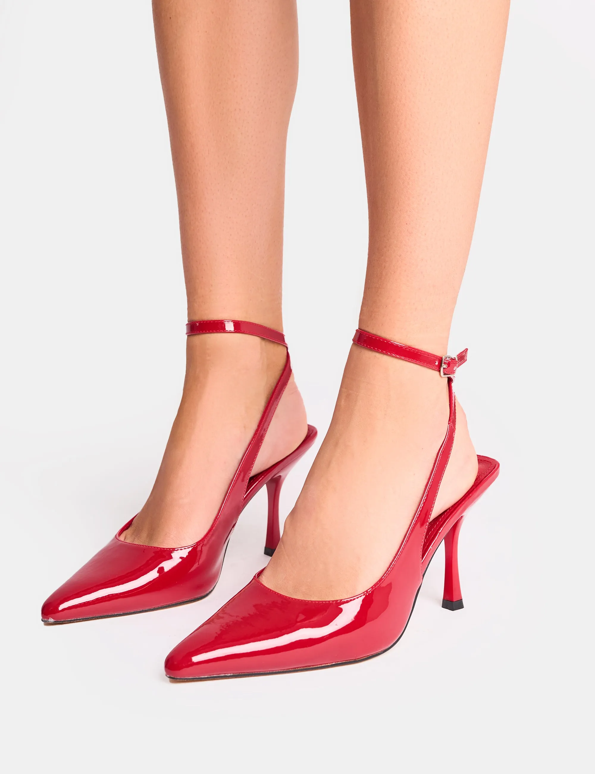 Sweet Talk Red Ankle Strap Court Heels