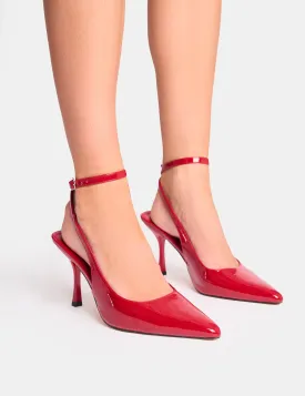 Sweet Talk Red Ankle Strap Court Heels