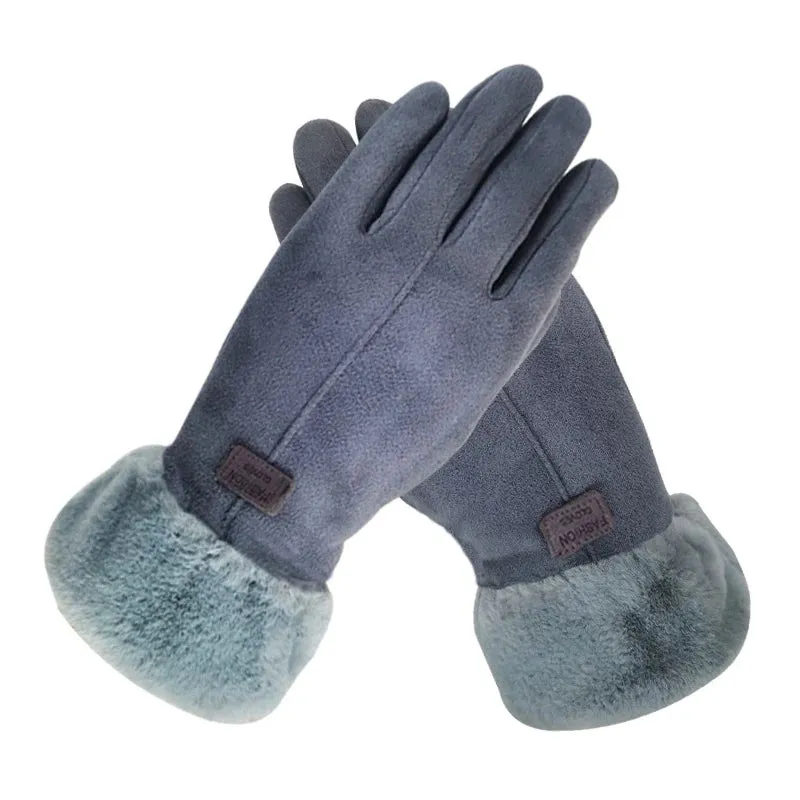 Warm Furry Winter Gloves for Women – Touchscreen Mittens, Full Finger Fit