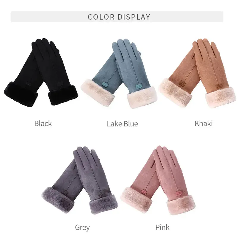 Warm Furry Winter Gloves for Women – Touchscreen Mittens, Full Finger Fit